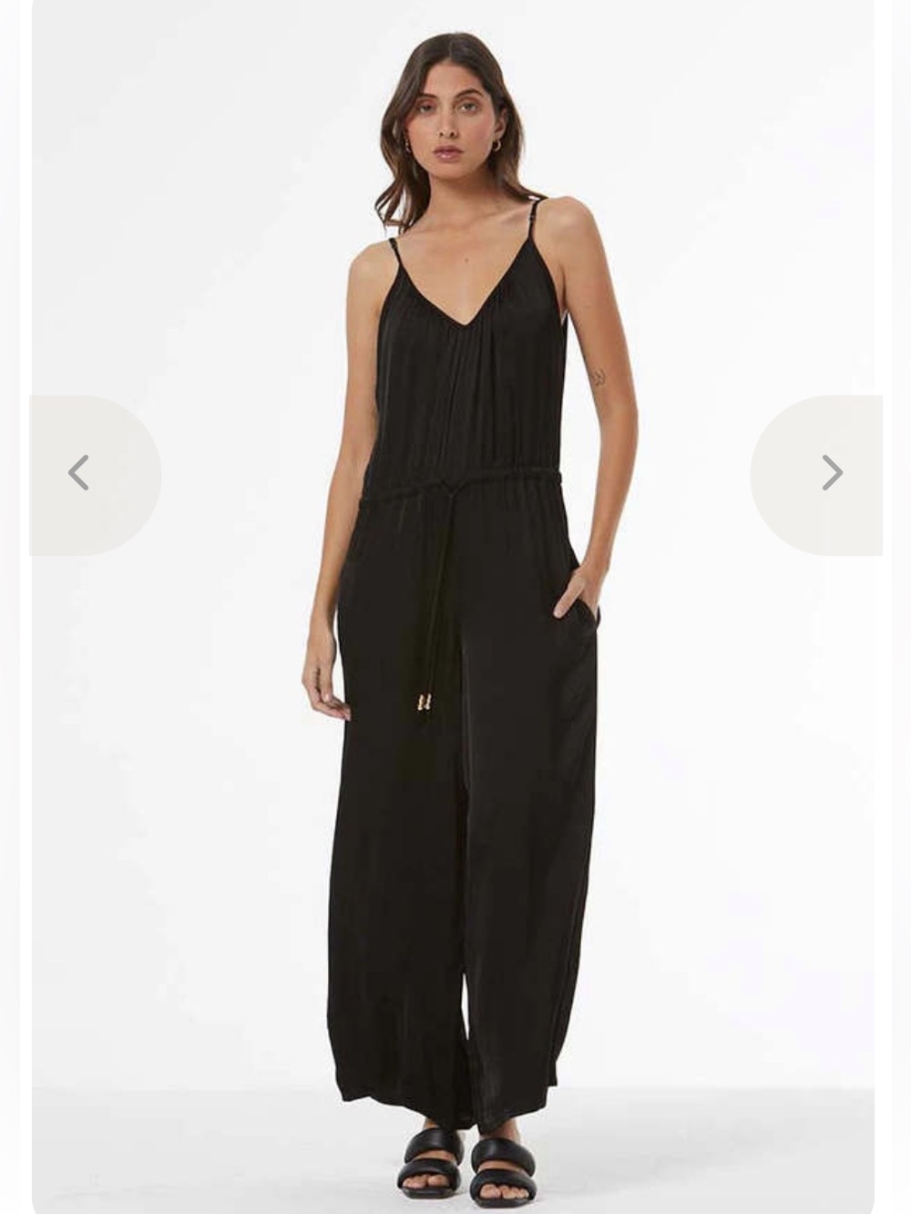 Main strip Wide-Leg Jumpsuit with elastic Waist and front neck tie